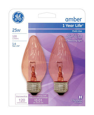 Bulb 25wfm Amber 2pk Ge