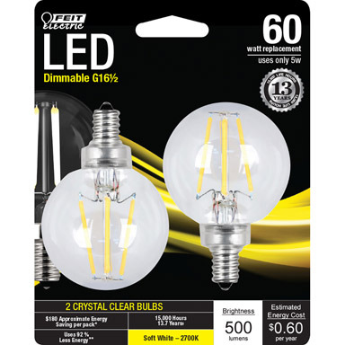 LED G16.5 E12 SW 60W 2PK