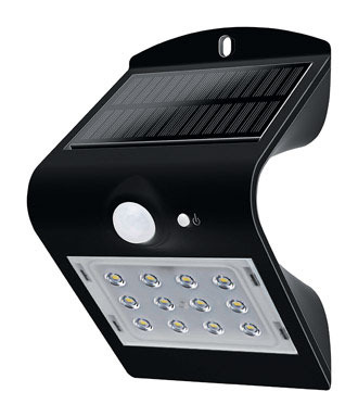 SOLAR SENS WALL LGHT BLK