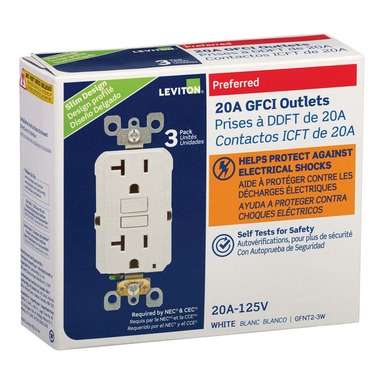 Gfci Outlet 20a Wht 3pk