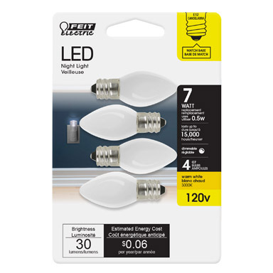 LED C7 E12 SW 7W 4PK