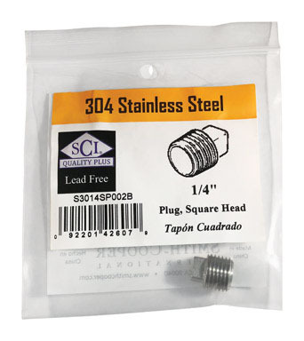 Sq Head Plug 1/4" Ss