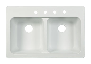 KTCH SINK DBL WHT 33X22"