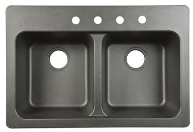 KTCH SINK DBL33X22X9BLK