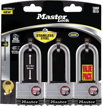 Padlock W/key 2" Ss 3pk