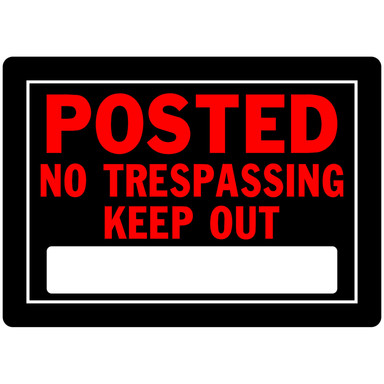 No Trspass Sign 10x14"