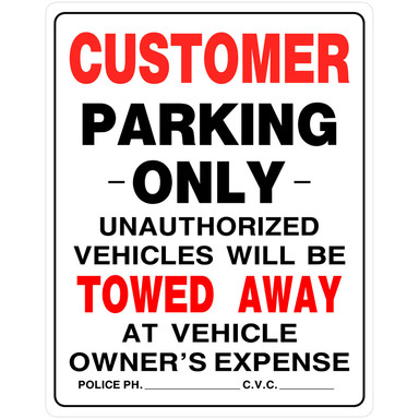 Sign Cust Parking 19x15"