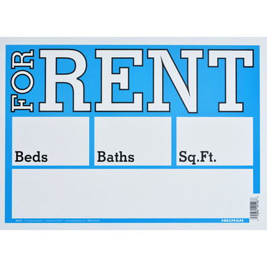 Sign For Rent Blu 10x14"