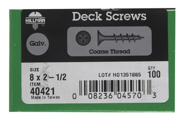 GALV DECK SCREW 8X2 1/2