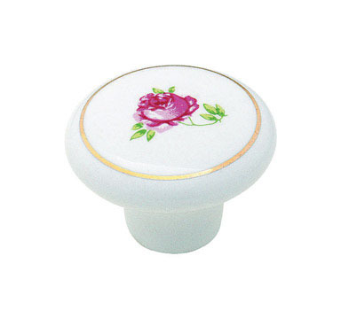 KNOB 1.5"RND WHT W/ROSE