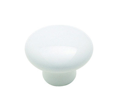 Knob 1.25"rnd Ceramic Wh