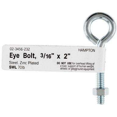 BOLT EYE W/NUT3/16"X2"