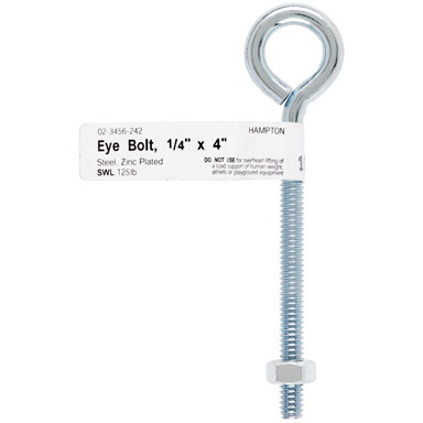Bolt Eye W/nut 1/4"x4"