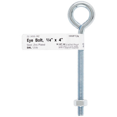 BOLT EYE W/NUT 1/4"X4"