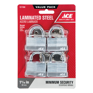 Padlock 1-1/2"ka Stl Pk4