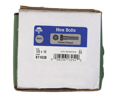 GALV HX BOLTS 1/2X12