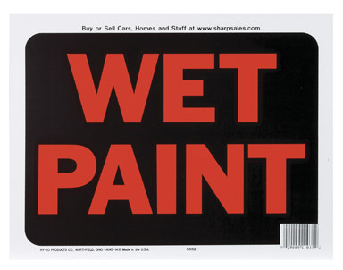 Sign Wet Paint9x12"plstc