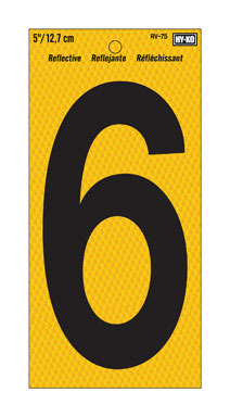 Number 6 Yellow 5"reflct