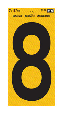 Number 8 Yellow 5"reflct