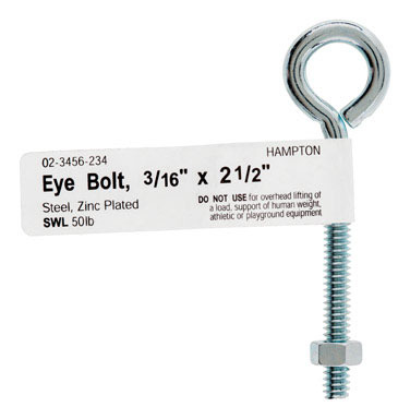 BOLT EYE W/NUT3/16"X2.5"