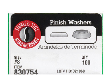 WASHER FINISH SS#8 100PK