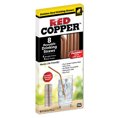 STRAWS RED COPPER 8PK