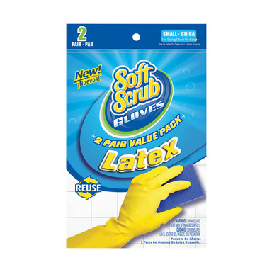 GLOVES LATEX SM 2PK YELLOW