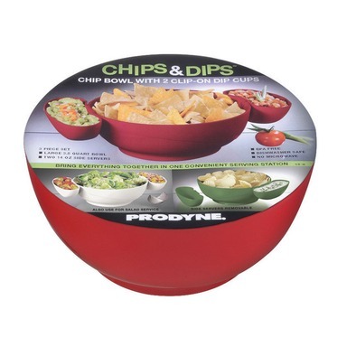 BOWL CHIPS DIPS 3PC RED