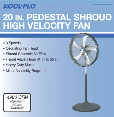 Hv Pedestal Fan 20" Blk