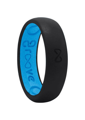 RING GRV THIN BLK/BLU 5