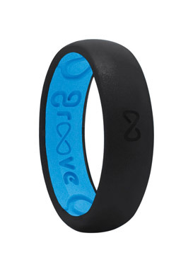 RING GRV THIN BLK/BLU 6