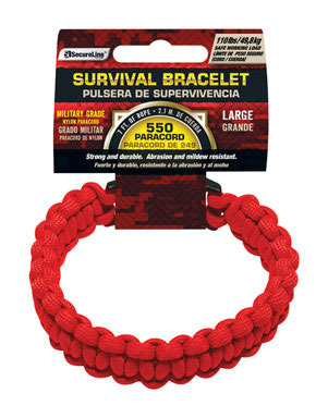 SURVIVAL BRACELET RED/LG