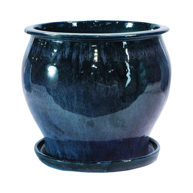 Planter Glazed 8" Blue