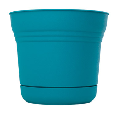 SATURN POT RESN TEAL 14"