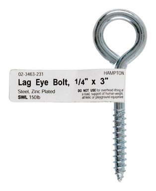 LAG EYE BOLT 1/4"X3"