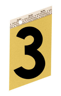 NUMBER"3" GOLD 3.5" ALUM