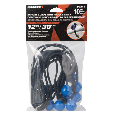 BUNGEE W/BALL BLK 12"10P