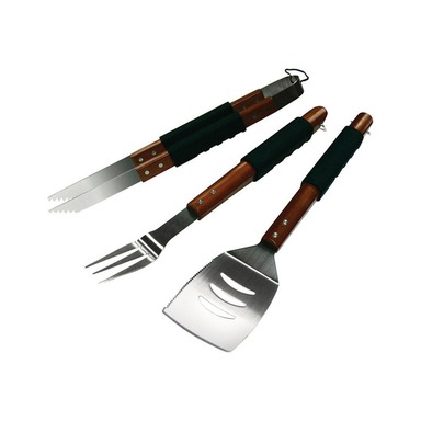 BBQ TOOL SET 3PC SS/WOOD