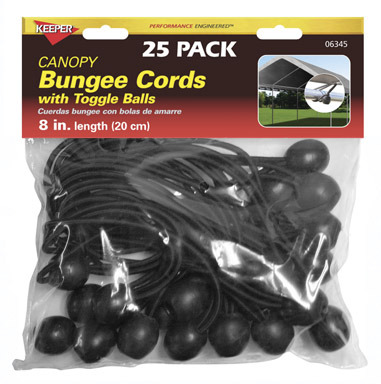 BUNGEE W/BALL BLK 8"25PK