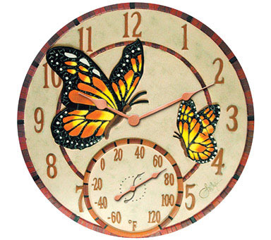Clock/therm Btrfly 14"