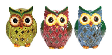 SOLAR LED OWL DECOR ASST