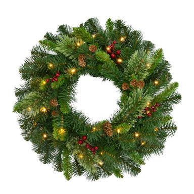 WREATH WARM WHITE 24"D