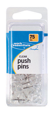 PUSH PINS CLEAR 75CT