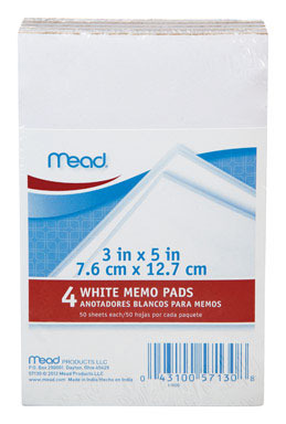 PAD MEMO 3X5" 50CT PK4PD