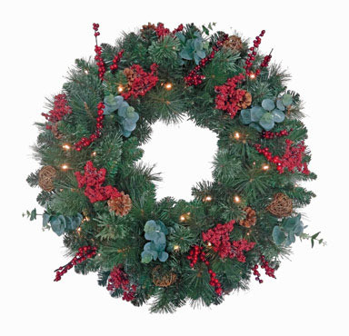 WREATH DECORATED LED 30"