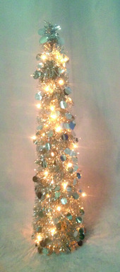 PRELIT SILVER TREE 5'