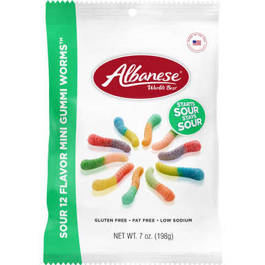 GUMMI SOUR MINI WORMS7OZ