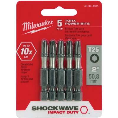 5PK 2"T25 TORX POWER BIT