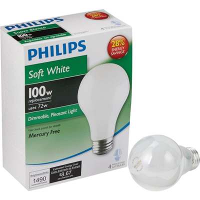 4PK 72W SW A19 HAL BULB