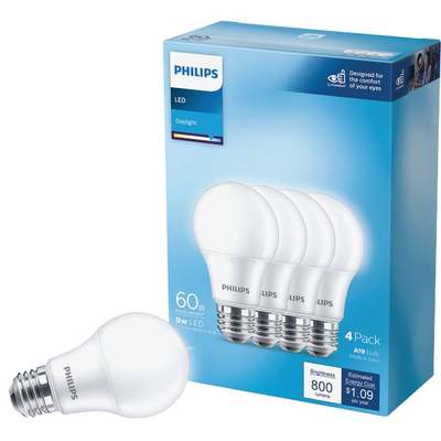 4PK 60W A19 DL LED BULB